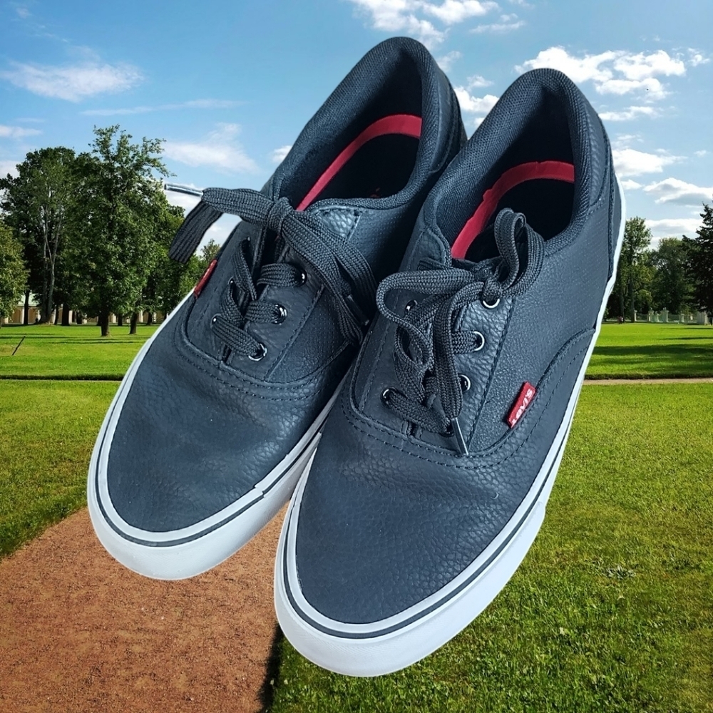 Levi's black synthetic leather mens casual fashion shoes